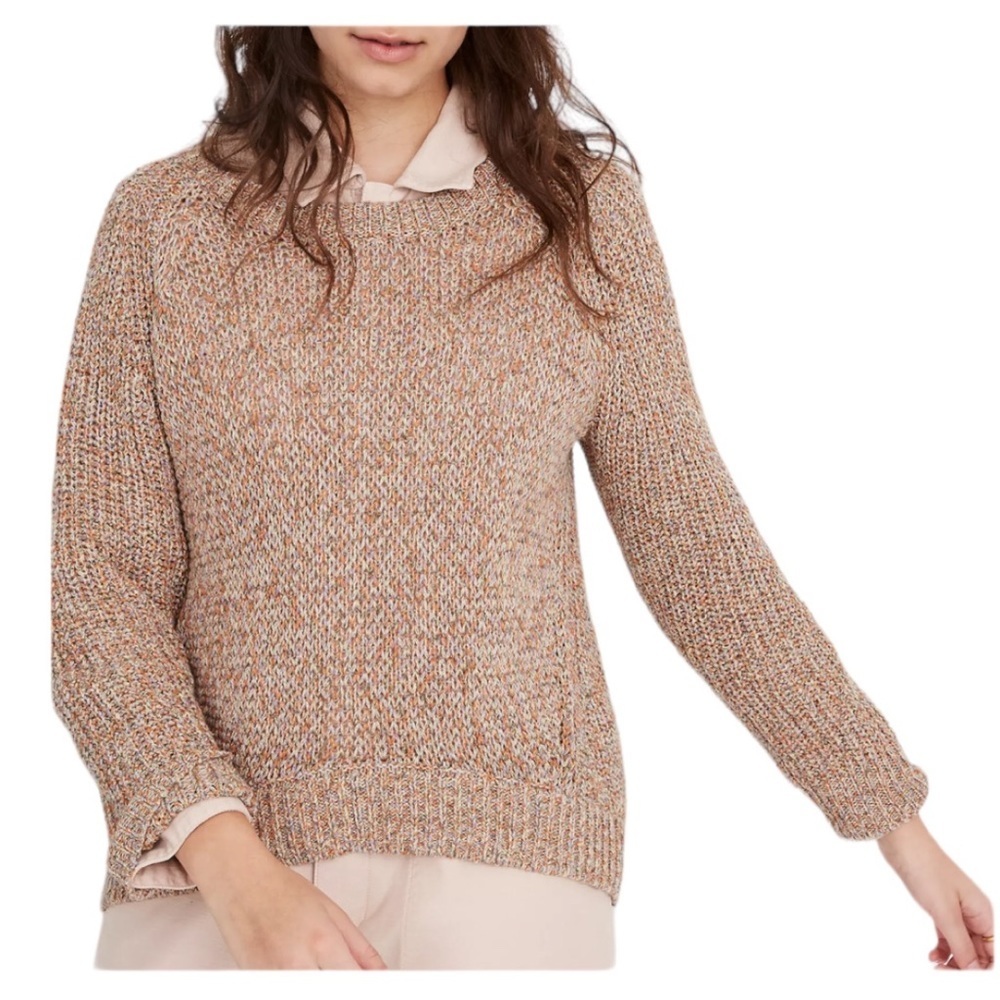 - Madewell Sweater size M  Marled Orange Knit Long Sleeve Beverly Pullover